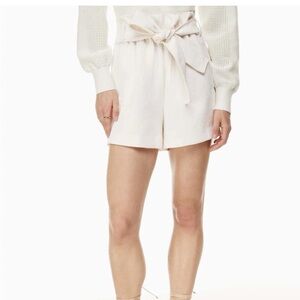 Aritzia Wilfred High Waist Paperbag Shorts with Tie - White - Size 8